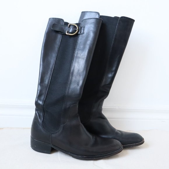 Vero Cuoio Black Leather Riding Boots, Size 5 - Picture 2 of 16